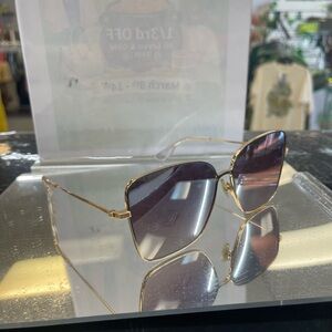KREWE Gold Frame Sunglasses with Purple-Gray Gradient Lenses